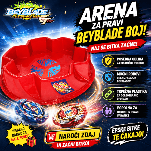 Beyblade Burst arena 2026 – rdeča borbena arena Beyblade Burst arena za borbe vrtavk – rdeča arena 2026