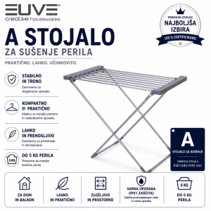 Električno grelno stojalo A – EUVE Električno grelno stojalo A EUVE – aluminijasto grelno sušilno stojalo (8 palic)