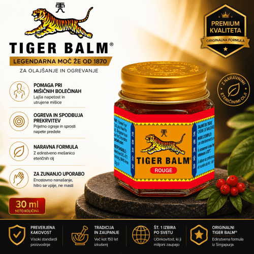 Tiger Balm rdeči – grelni zeliščni balzam za mišice in sklepe