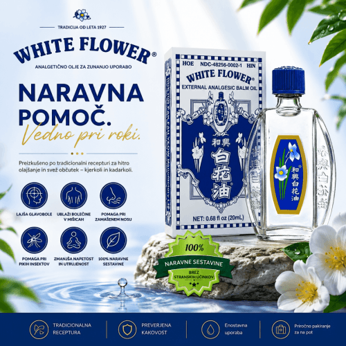 White Flower – zunanje analgetično olje White Oil Flower 10 ml – naravno cvetlično olje za nego kože