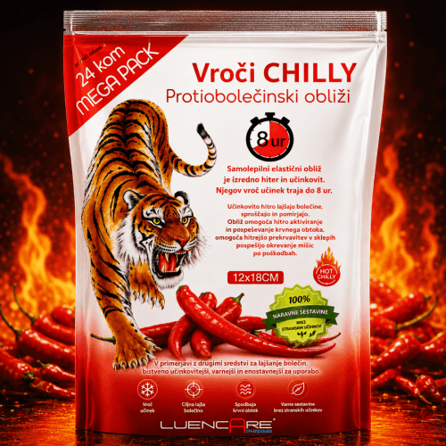 LuenCare Chilly protibolečinski obliži embalaža LuenCare Chilly protibolečinski grelni obliži embalaža izdelek