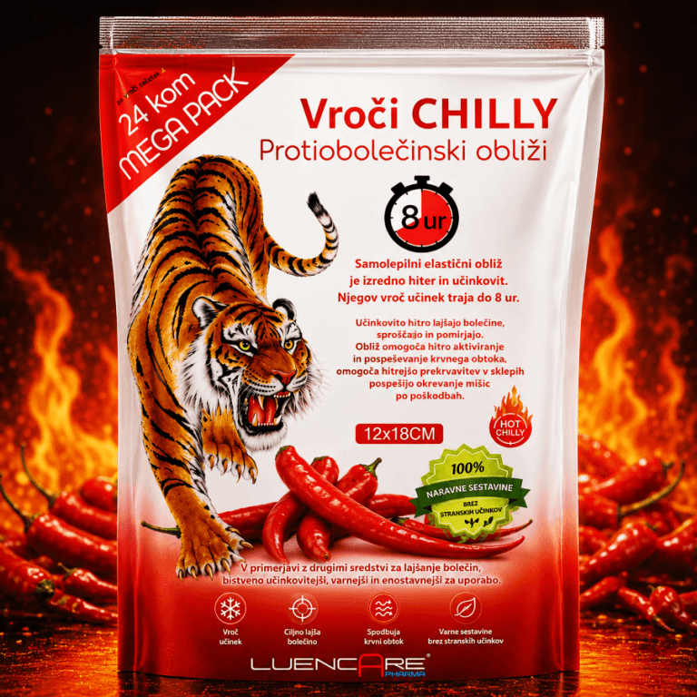 LuenCare Chilly protibolečinski grelni obliži embalaža izdelek