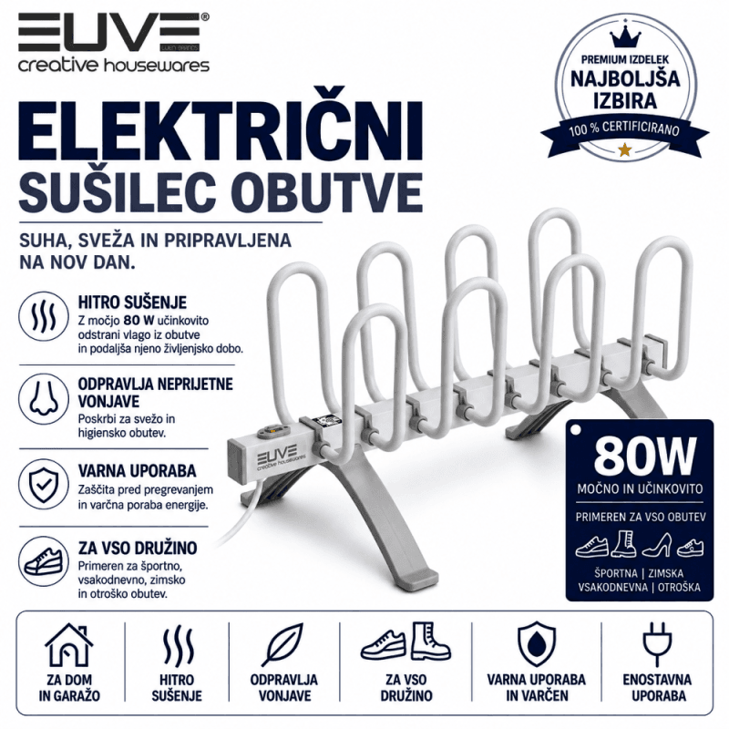 EUVE sušilnik čevljev – 4 pari električni sušilnik za čevlje EUVE – primeren za 4 pare čevljev