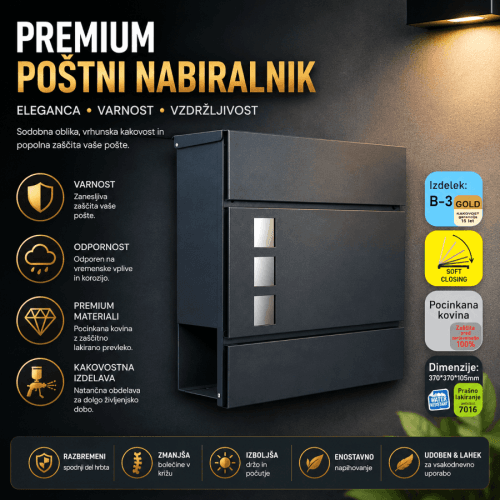 Poštni nabiralnik MAILBOX B3 – ANTRACIT Poštni nabiralnik Mailbox B3 – Antracit, 15-letna garancija