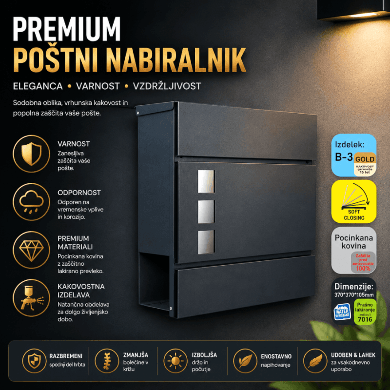 Poštni nabiralnik MAILBOX B3 – ANTRACIT Poštni nabiralnik Mailbox B3 – Antracit, 15-letna garancija