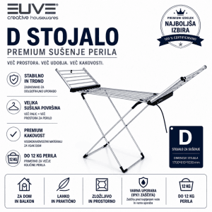 Električno stojalo za SUŠENJE PERILA EUVE MODEL XXXL D – 310W, stabilno in zložljivo
