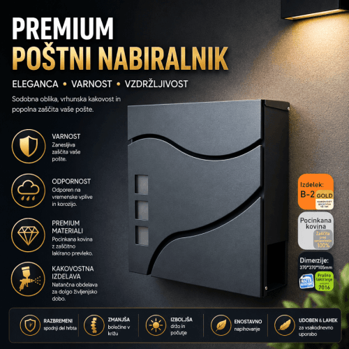 Poštni nabiralnik B2 – antracit, galvanizirano jeklo Poštni nabiralnik B2 antracit iz trpežnega galvaniziranega jekla