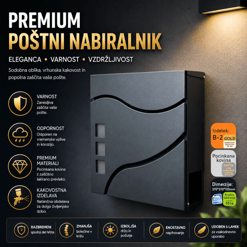 Poštni nabiralnik B2 – antracit, galvanizirano jeklo Poštni nabiralnik B2 antracit iz trpežnega galvaniziranega jekla