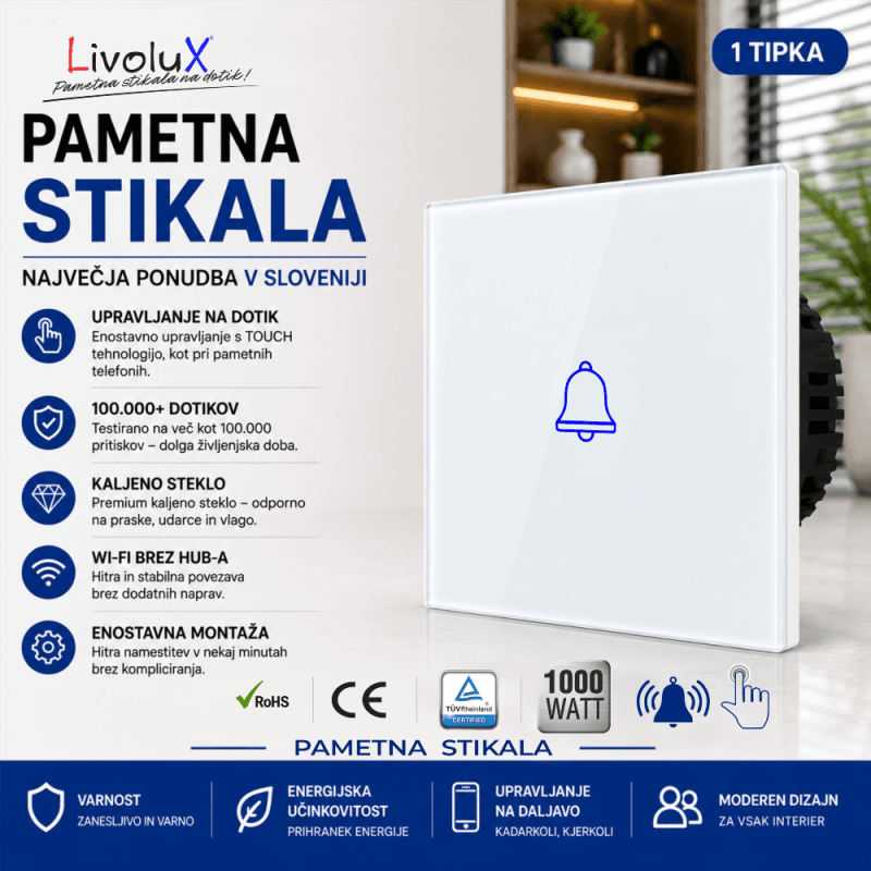Livolux hišni zvonec na dotik z LED osvetlitvijo