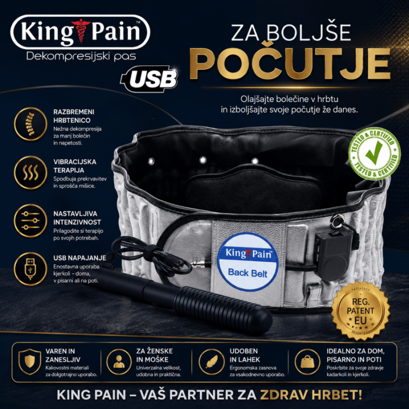 King Pain dekompresijski pas za hrbet z USB napajanjem za lajšanje bolečin v križu in hrbtenici
