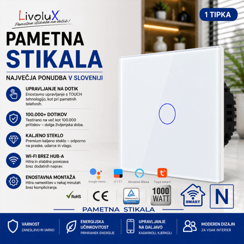 Touch SMART Wi-Fi ONE TOUCH – pametno stikalo na dotik (1x)
