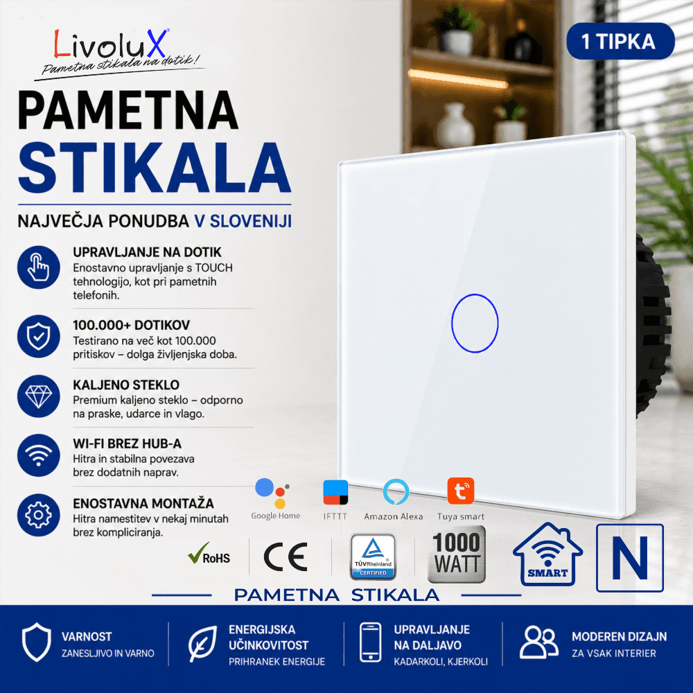 Touch SMART Wi-Fi ONE TOUCH – pametno stikalo na dotik (1x)