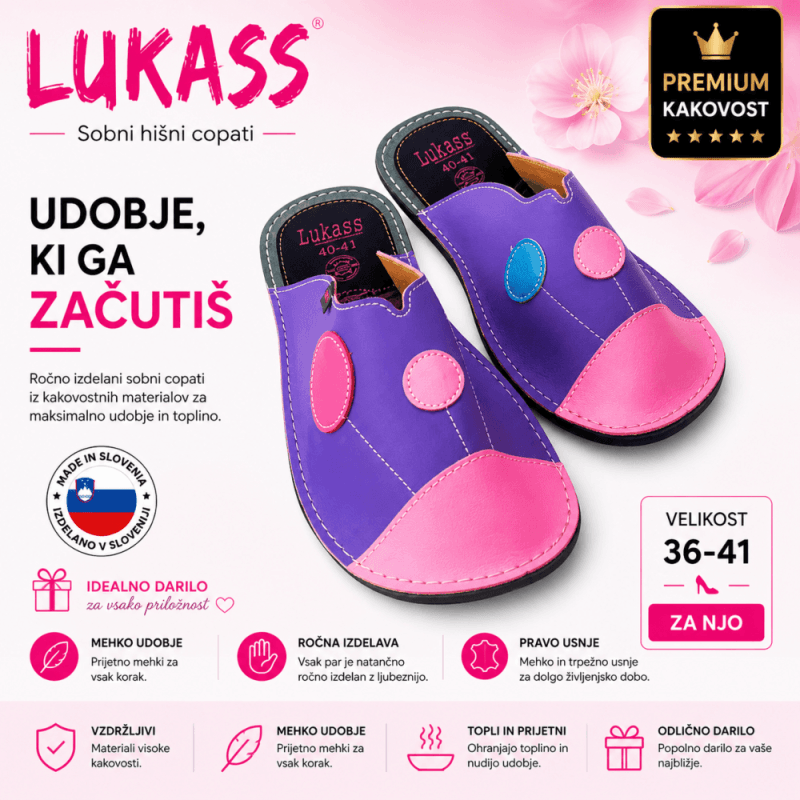 Usnjeni sobni copati LUKASS neža