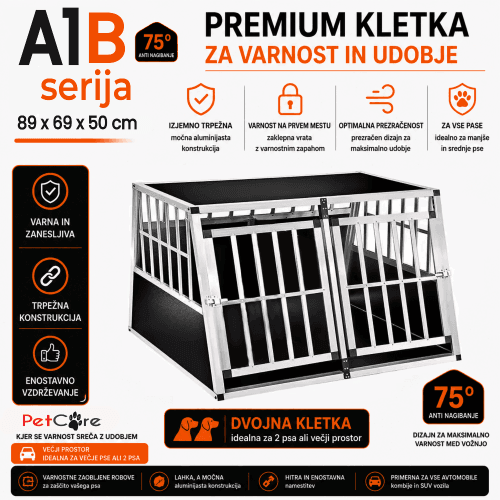 Alu kletka za prevoz psa – Model A1 Alu kletka za prevoz psa – Model A1 – aluminijasta transportna kletka