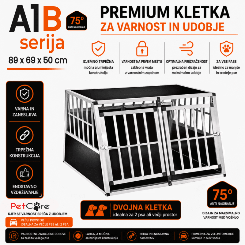 Alu kletka za prevoz psa – Model A1 – aluminijasta transportna kletka