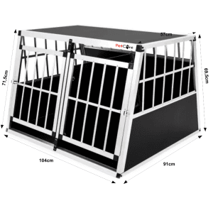 Dimenzije aluminijaste kletke za psa B2 z naklonom 75 stopinj