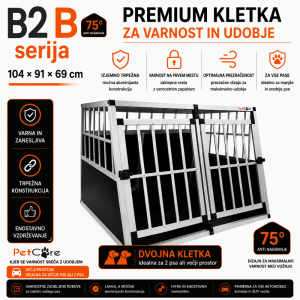 XXL aluminijasta kletka za psa PETCARE B2 z vključeno pregradno steno