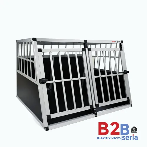 XXL aluminijasta kletka za psa PETCARE B2 z vključeno pregradno steno