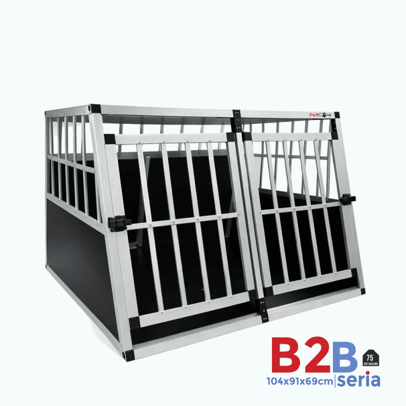 XXL aluminijasta kletka za psa PETCARE B2 z vključeno pregradno steno