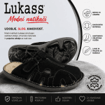 ČRNI ženski natikači Lukass iz pravega usnja z udobnim anatomskim vložkom