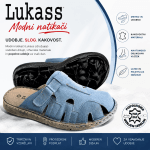 MODRI ženski natikači Lukass iz pravega usnja z udobnim anatomskim vložkom