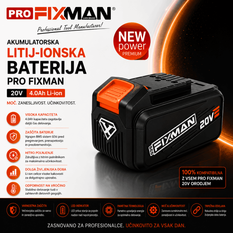 Litij ionska baterija Pro Fixman 21V Litij ionska baterija Pro Fixman 21V za aku orodje