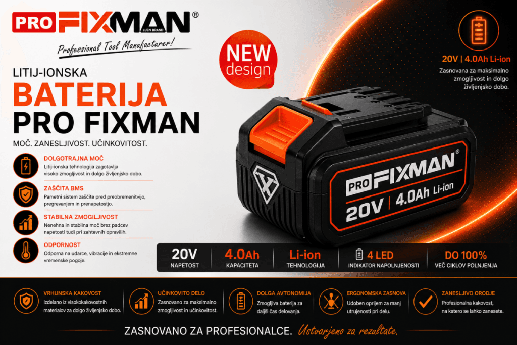 Litij ionska baterija Pro Fixman 21V za aku orodje