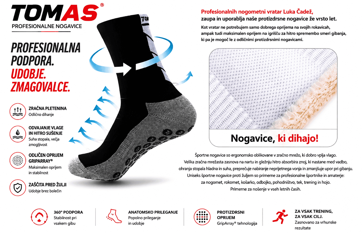 protizdrsne športne nogavice grip za nogomet in trening
