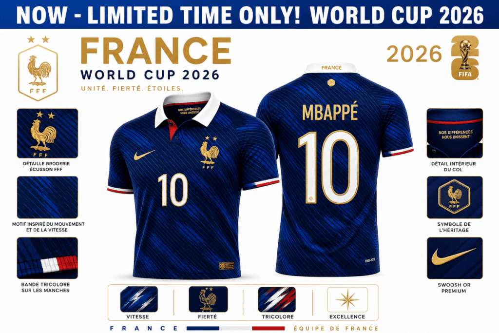 Francija dres Mbappe 10 World Cup 2026 moder nogometni dres premium replika