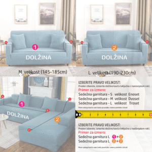 nove MERE Raztegljive prevleke za SEDEŽNE GARNITURE