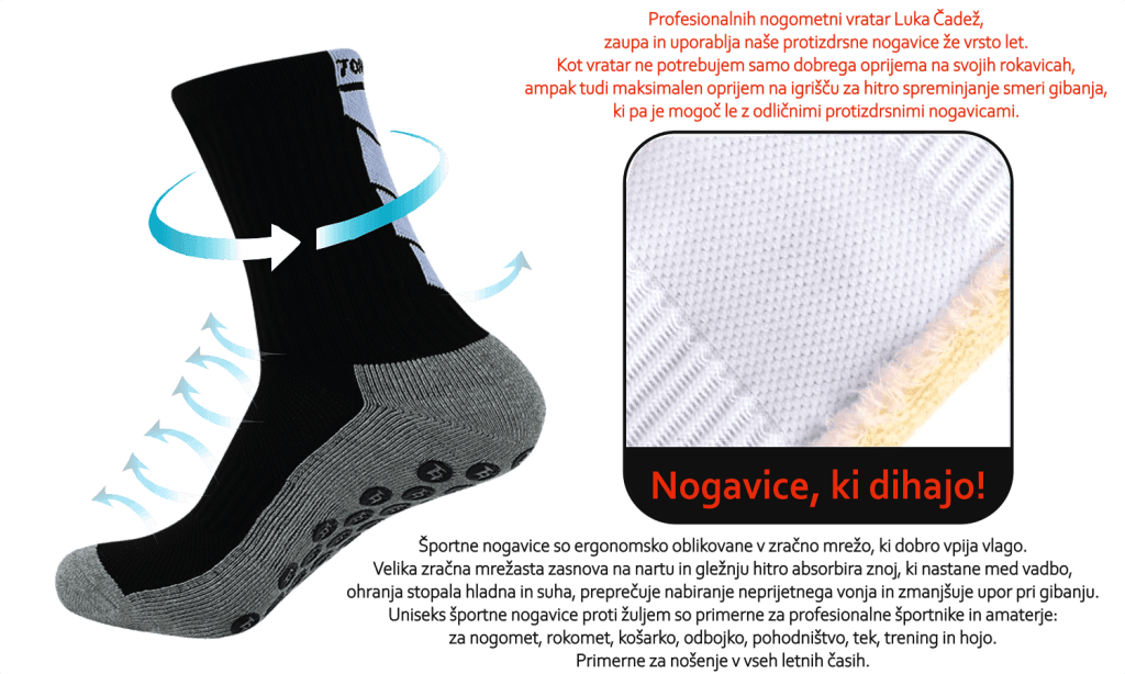 protizdrsne nogavice profesionalni vratar Luka Čadež oprijem in stabilnost