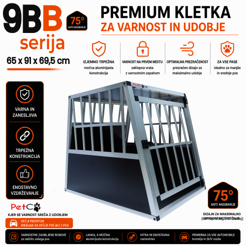 Premium kletka za pse 9A – varna transportna kletka 9b premium kletka za pse 9b – varna kovinska kletka za transport in zaščito psa v vozilu
