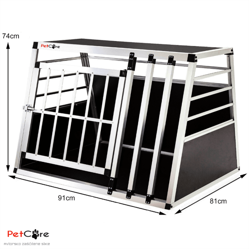 Aluminijasta kletka za pse C mere – transportna kletka za avto