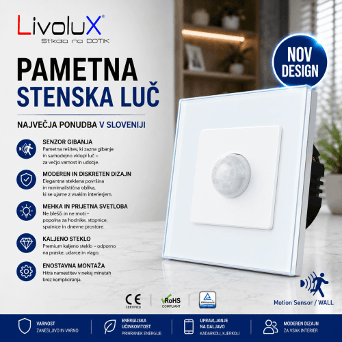 Touch SMART Wi-Fi IR senzor gibanja Livolux
