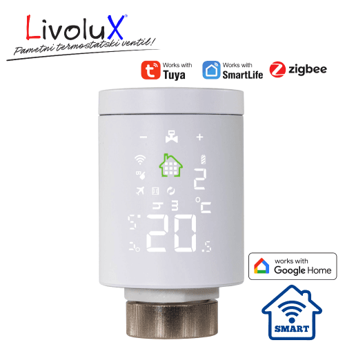 Pametni ventil za radiator Livolux z digitalnim zaslonom in nadzorom temperature