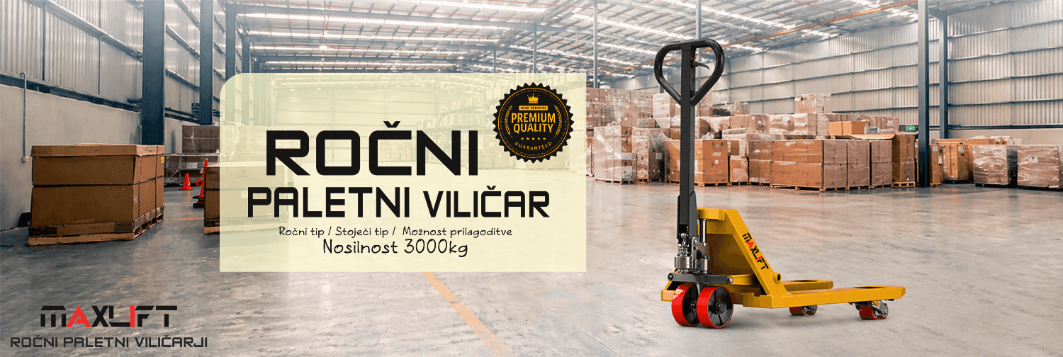Ročni paletni viličar 3000 kg MAXLIFT v skladišču