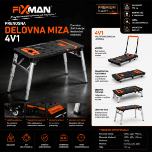 FIXMAN delovna miza 4v1 FIXMAN delovna miza 4v1 z nastavljivo višino
