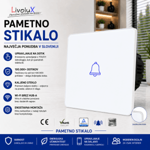 LED touch zvonec za vhodna vrata Bela livolux