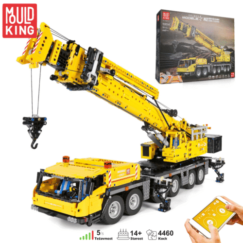 Mould King 17013H mobilni žerjav – rumeno dvigalo iz kock