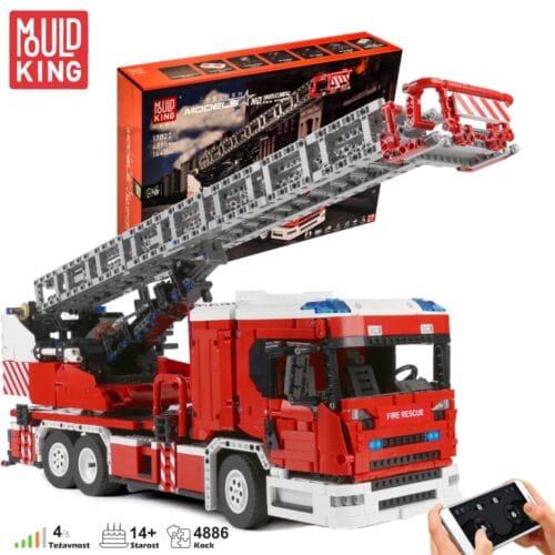 Mould King 17022 gasilski tovornjak – rdeče reševalno vozilo iz kock