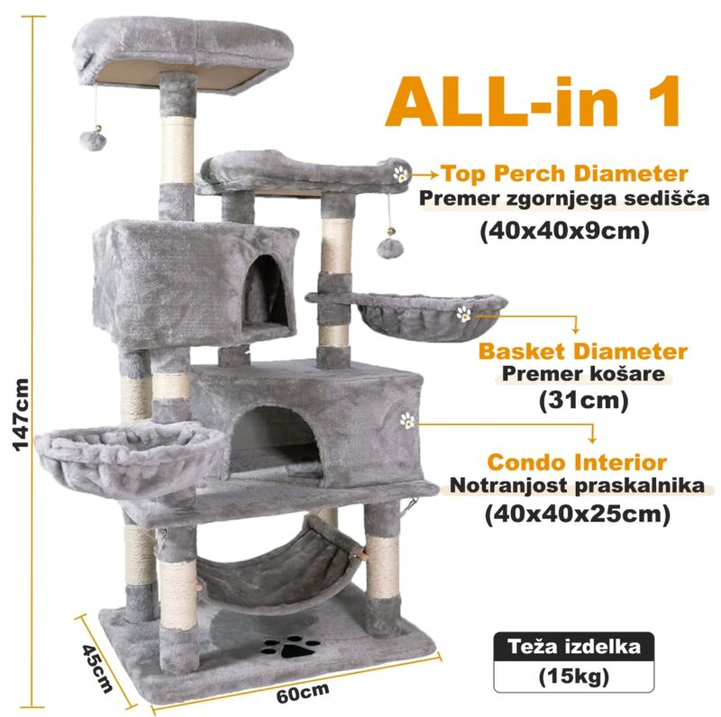 MAČJE DREVO MEGA MERE Mačje drevo model A -1.47m MEGA