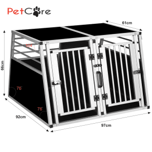 Aluminijasta transportna kletka za psa z merami – varna avto kletka.