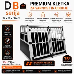 Alu kletka za prevoz psa D Alu kletka za prevoz psa D – velika aluminijasta transportna kletka za avto