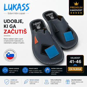 Moški sobni copati Lukass – ročno izdelani usnjeni natikači, velikost 41-46, udobni in kakovostni