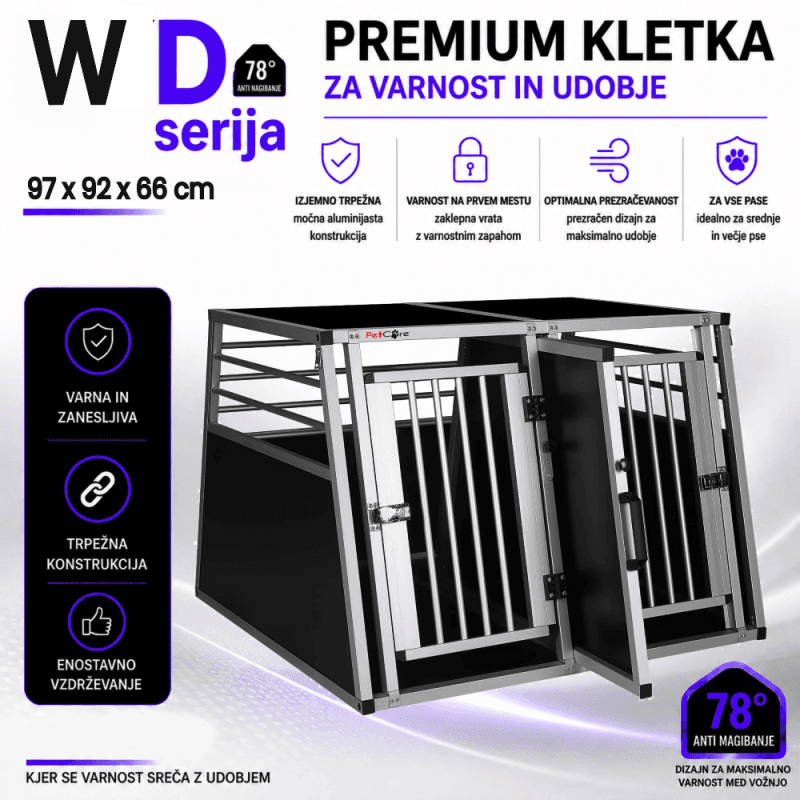 ALU KLETKA PRO aluminijasta transportna kletka za psa MODEL W