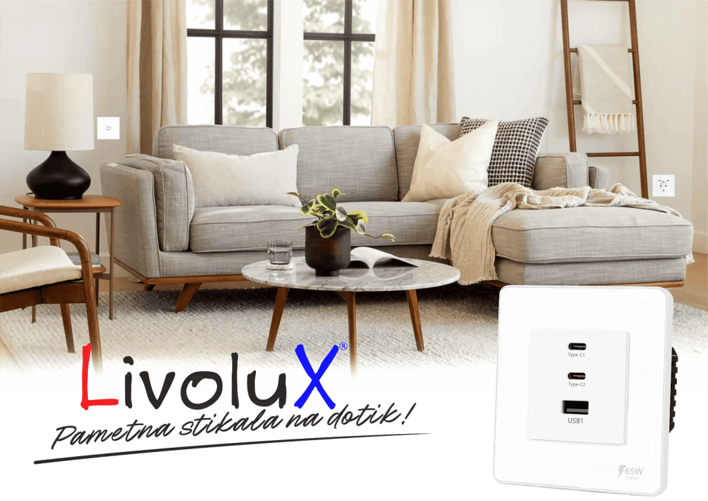 Touch vtičnica BASIC 65W z USB-C in USB za hitro polnjenje mobilnih telefonov