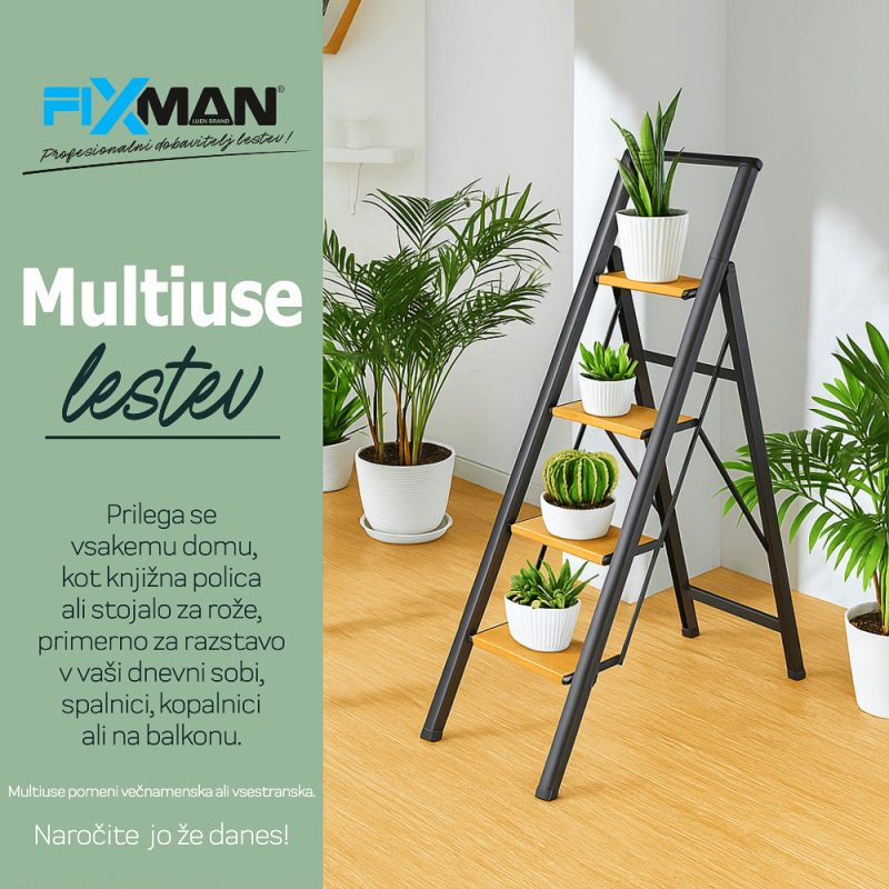 domača lestev 8 (1) 3-stopenjske aluminijaste zložljive lestve