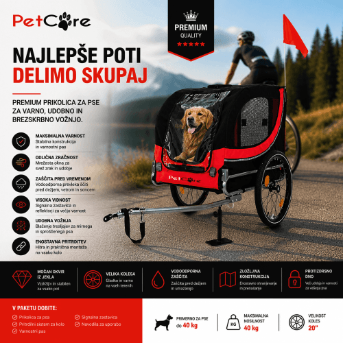 Kolesarska prikolica za psa XXL SLIKA (1) kolesarska prikolica za psa XXL – velika pasja prikolica za kolo