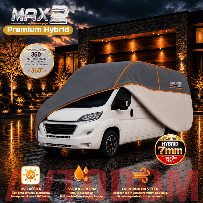 MAX2 pokrivalo za kamper – premium zaščita s stransko zaščito Pokrivalo za kamper MAX2 z dodatno stransko zaščito – zaščita pred dežjem, soncem in umazanijo