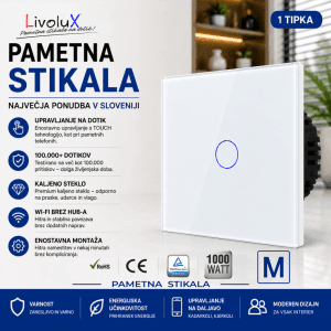 Touch stikalo ONE TOUCH – menjalno stikalo na dotik iz kaljenega stekla